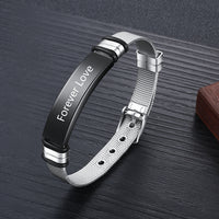 Engraved Mesh Buckle Bracelet