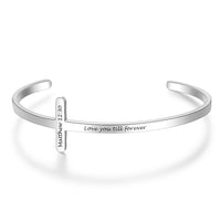 Stainless Steel Sideways Cross Name Bangle