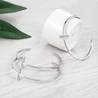 Stainless Steel Sideways Cross Name Bangle