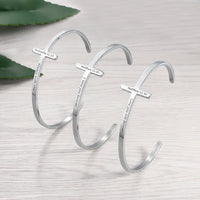 Stainless Steel Sideways Cross Name Bangle