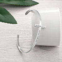 Stainless Steel Sideways Cross Name Bangle