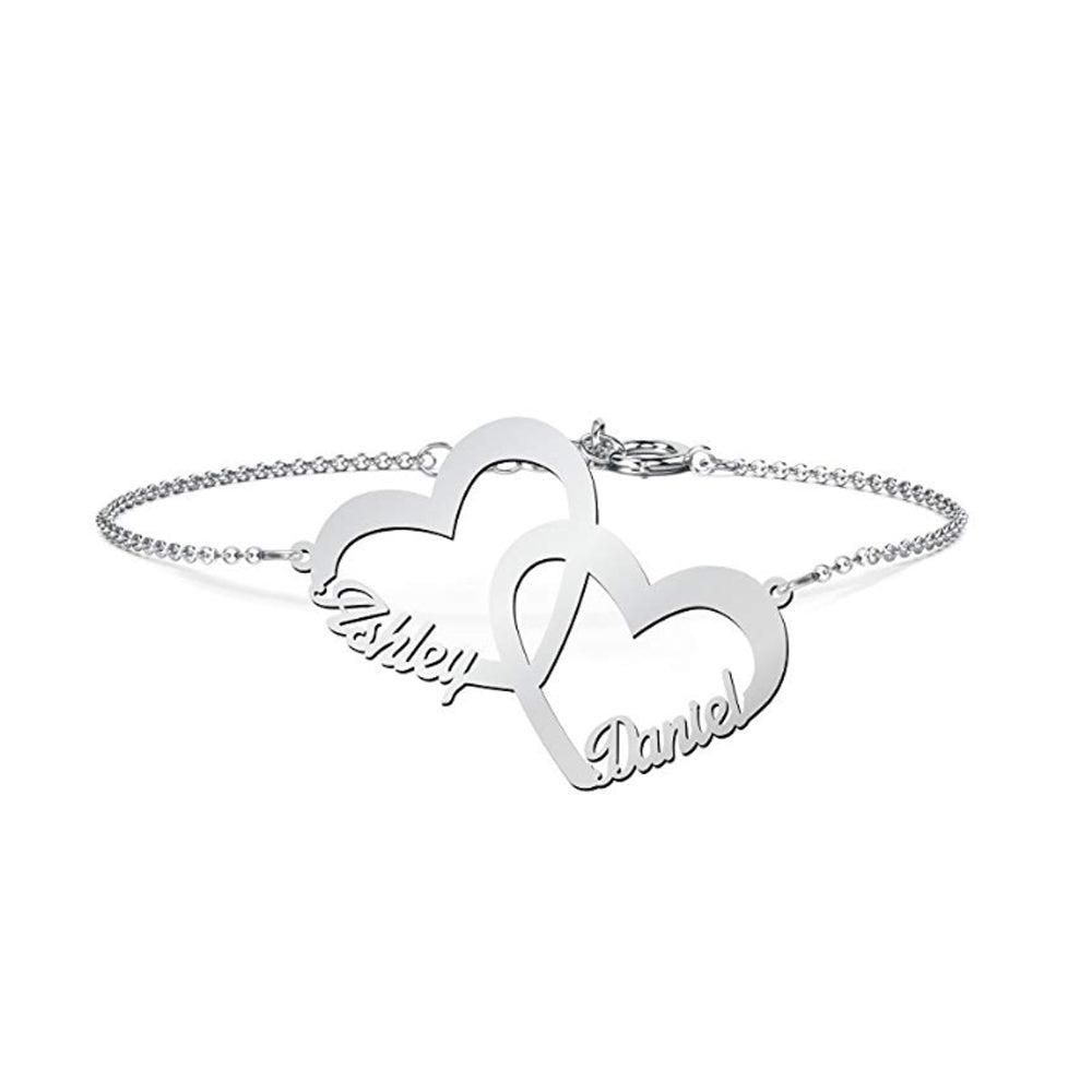 Double Heart Two Name Bracelet