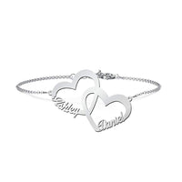Double Heart Two Name Bracelet