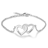 Interlocking Hearts Two Name Chain Bracelet