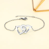 Interlocking Hearts Two Name Chain Bracelet