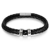 Braided Leather Bracelet with Custom Beads