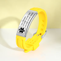 Engraved Silicone Sport Bracelet, Medical or Custom Text