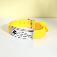 Engraved Silicone Sport Bracelet, Medical or Custom Text