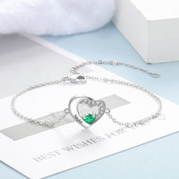 Sterling Silver Heart Name Birthstone Bracelet