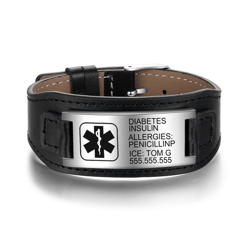 Stainless Steel Men's Medical Alert Bracelet