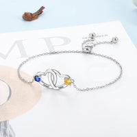 Interlocking Hearts Name Birthstone Slider Bracelet