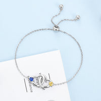 Interlocking Hearts Name Birthstone Slider Bracelet