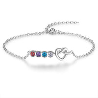 Dainty Heart Three Birthstone Bracelet