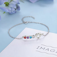 Dainty Heart Three Birthstone Bracelet