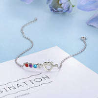 Dainty Heart Three Birthstone Bracelet