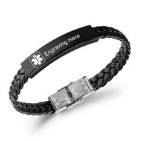Men's Black Braided Medical ID Bracelet