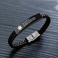 Men's Black Braided Medical ID Bracelet