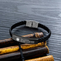 Men's Black Braided Medical ID Bracelet
