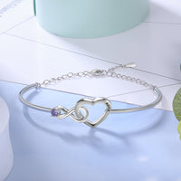 Infinity Heart Birthstone Bangle Bracelet