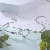 Infinity Heart Birthstone Bangle Bracelet