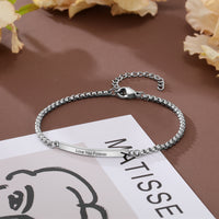 Engraved Bar Box Chain Bracelet