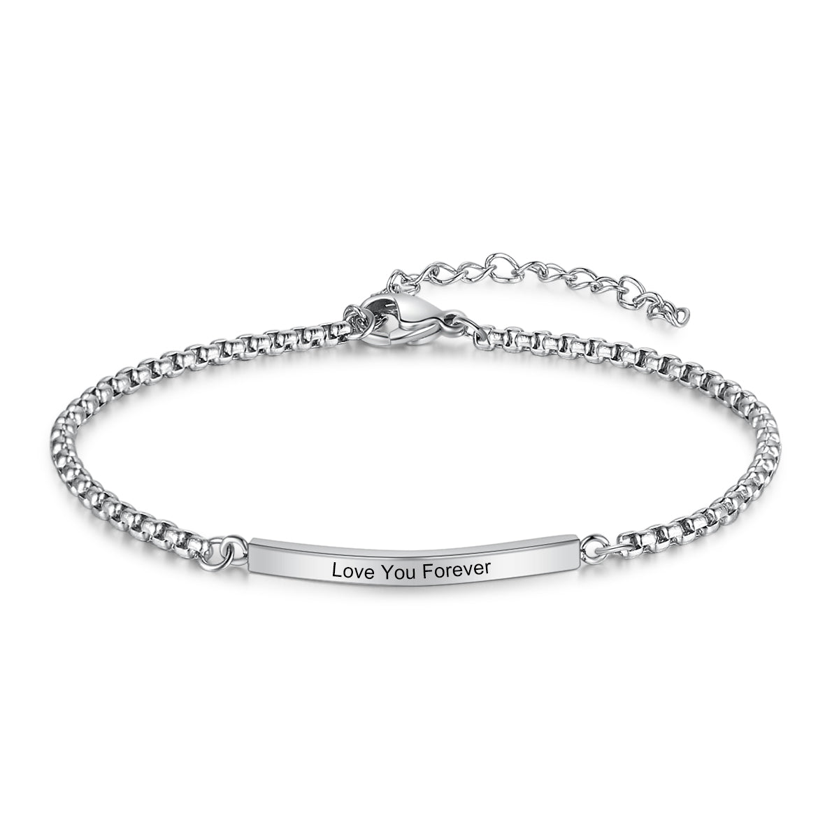 Engraved Bar Box Chain Bracelet