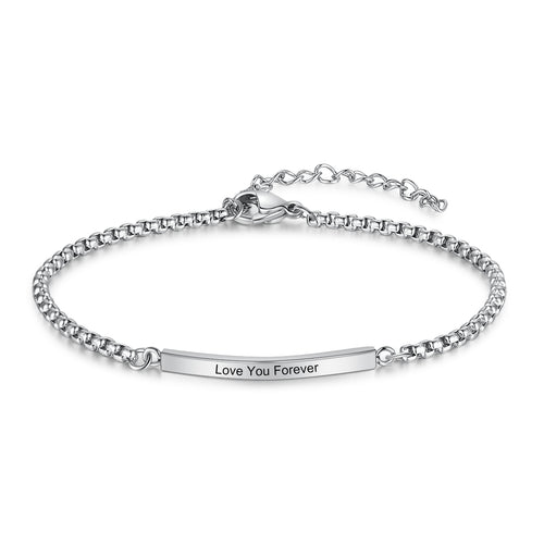 Engraved Bar Box Chain Bracelet