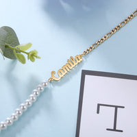 Personalized Pearl and Chain Name Bracelet
