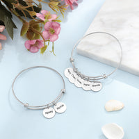 Engraved Disc Charm Name Bangle Bracelet