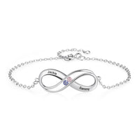 Infinity Birthstone Name Bracelet in Sterling Silver
