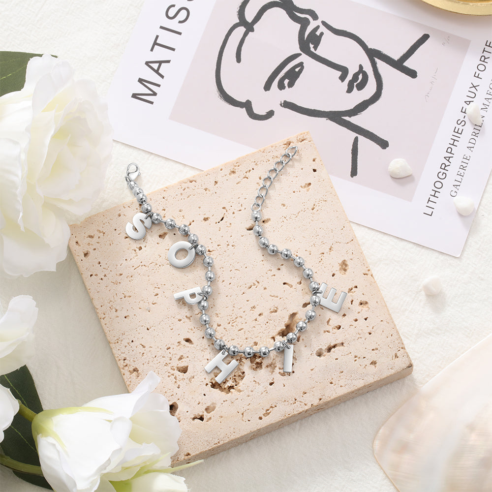 Personalized Dangling Letter Name Bracelet