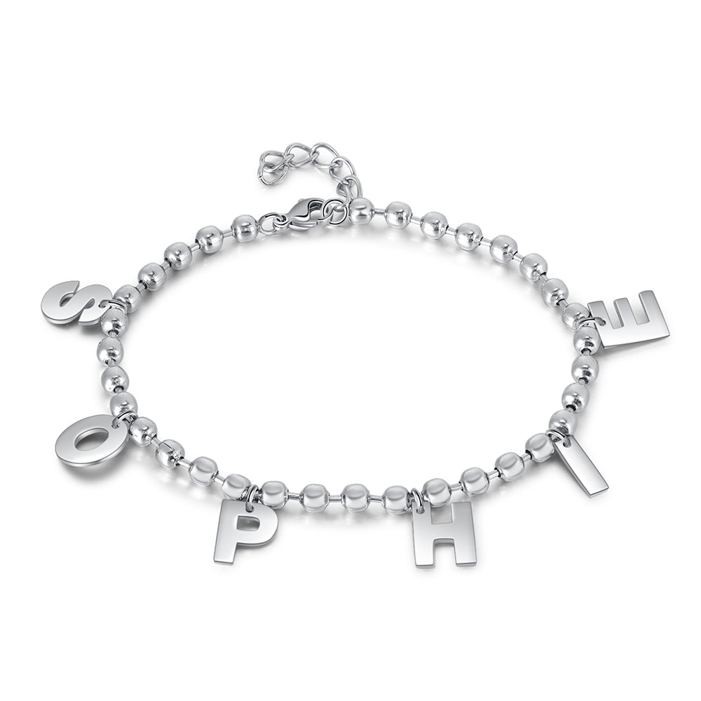 Personalized Dangling Letter Name Bracelet