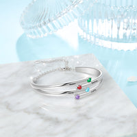 Mother's Layered Birthstone Name Bangle