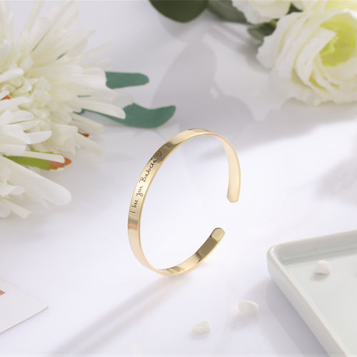 Engraved Name Cuff Bangle Bracelet
