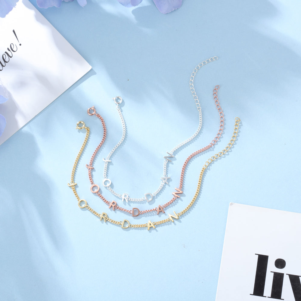 Personalized Spaced Letter Name Bracelet