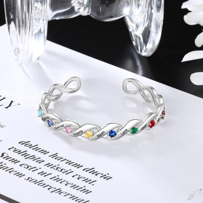 Braided Infinity Birthstone Name Bangle
