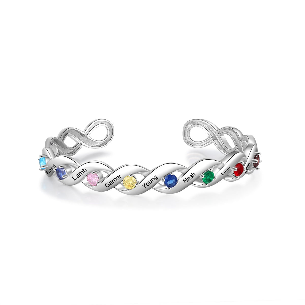 Braided Infinity Birthstone Name Bangle