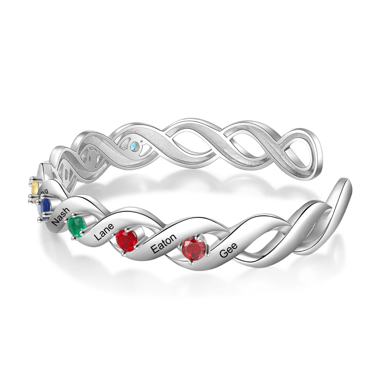 Braided Infinity Birthstone Name Bangle