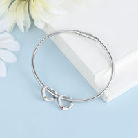 Engraved Birthstone Ring Charm Bangle Bracelet