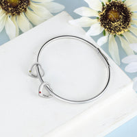 Engraved Birthstone Ring Charm Bangle Bracelet