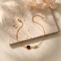Oval Name Birthstone Chain Bracelet