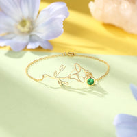 Birth Flower Bracelet with Birthstone Charm