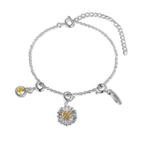Sunflower Birthstone Name Charm Bracelet