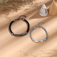 Engraved Infinity Couple Rope Bracelets Blue and Black
