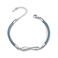 Engraved Infinity Couple Rope Bracelets Blue and Black
