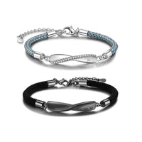 Engraved Infinity Couple Rope Bracelets Blue and Black