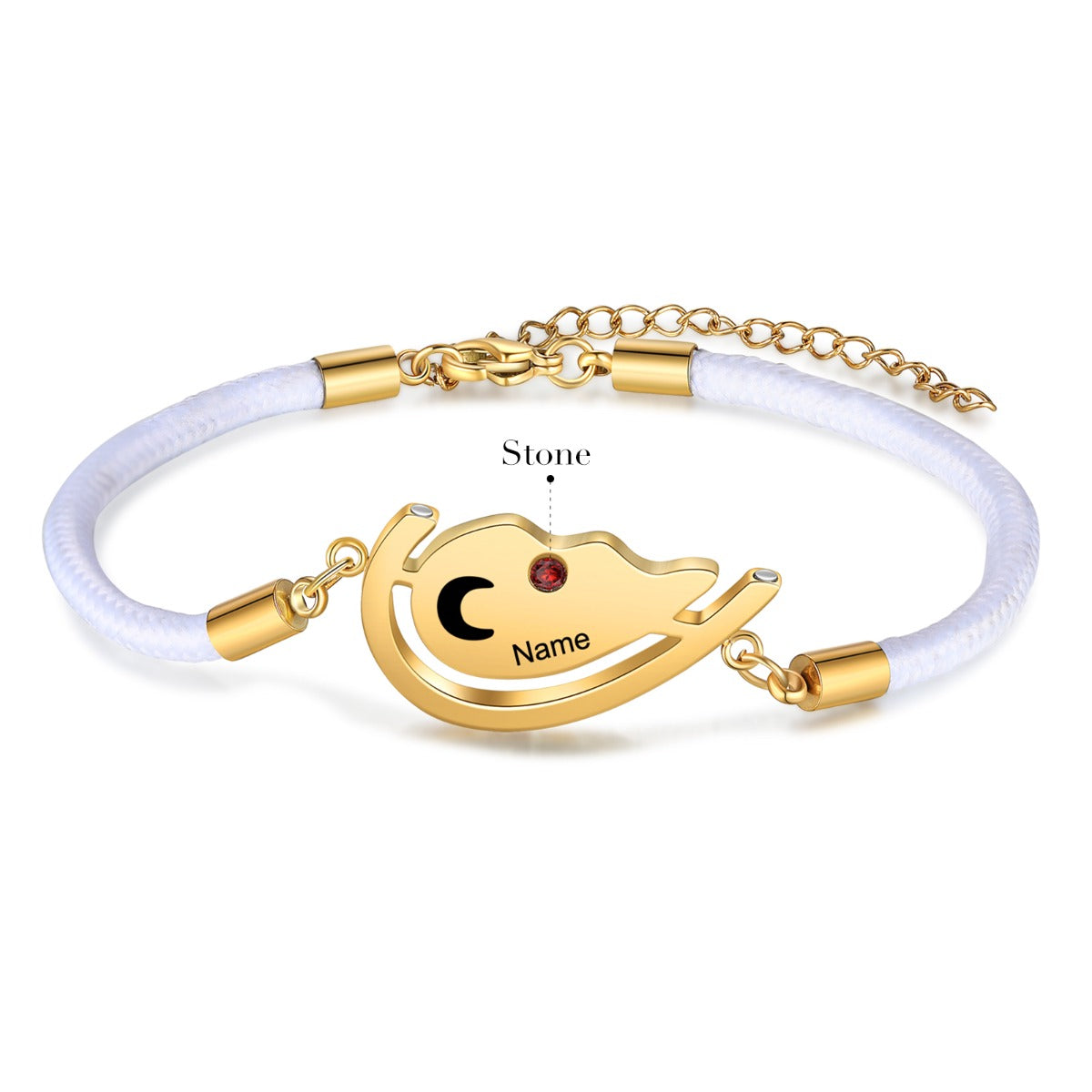 Matching Half Heart Initial Birthstone Couple Bracelet