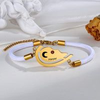 Matching Half Heart Initial Birthstone Couple Bracelet