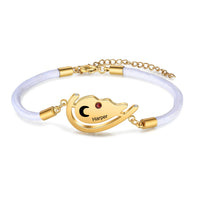 Matching Half Heart Initial Birthstone Couple Bracelet