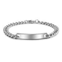 Engraved Bar Couple Chain Bracelet